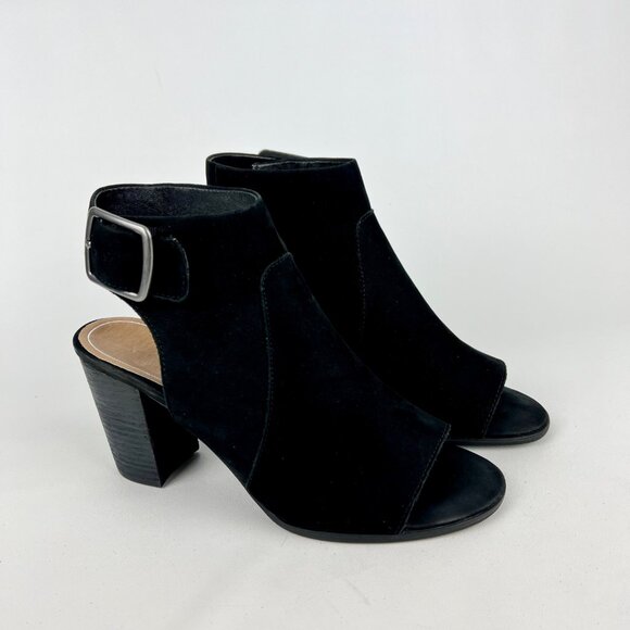 Vionic Womens Perk Blakely Slingback Peep Toe Bootie Black Suede Leather size 9 - Picture 1 of 15